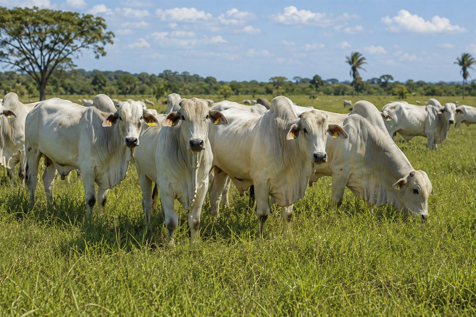 Rebanho Nelore Toca em pastagem tropical